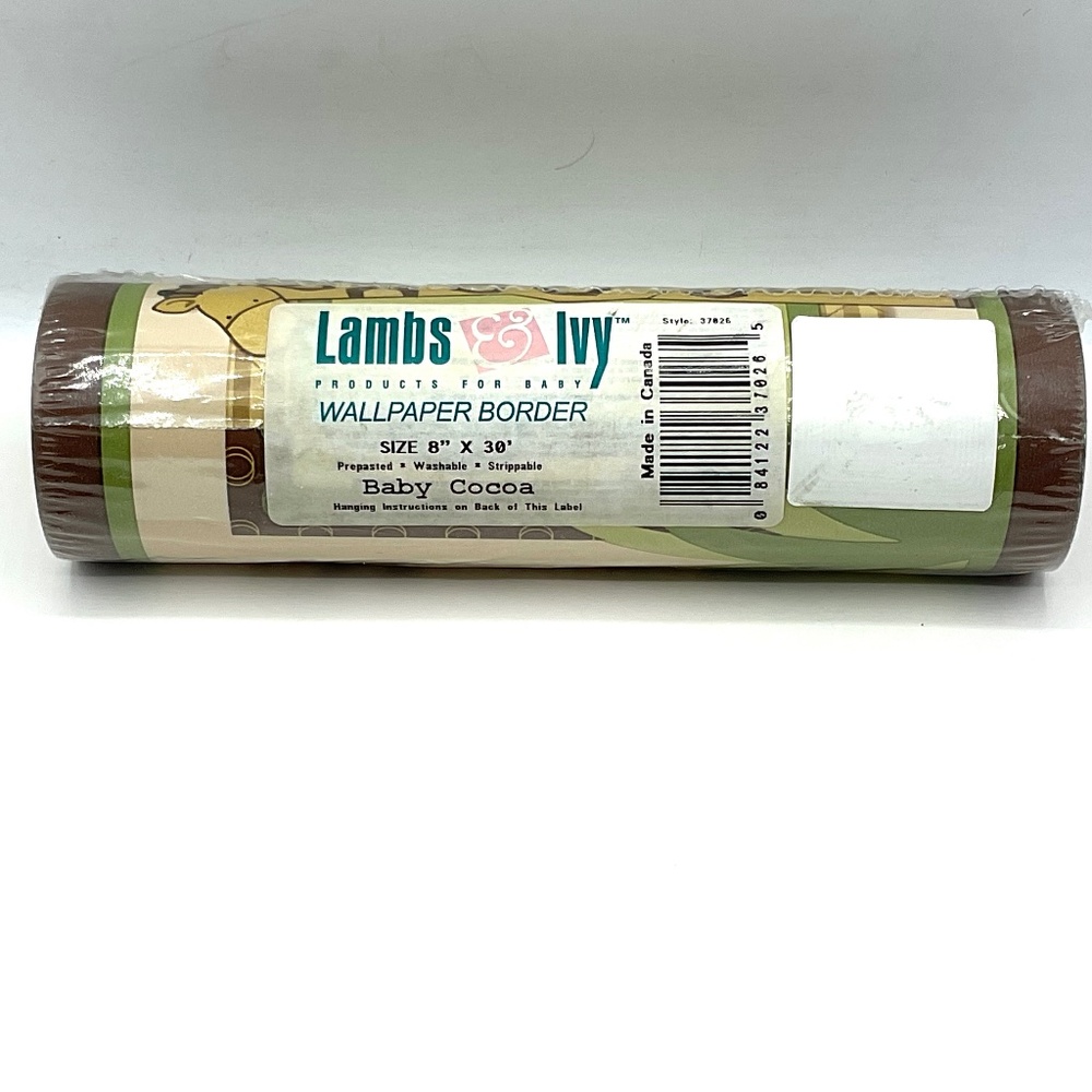 Lambs & Ivy Wallpaper Border Baby Cocoa Animal Print, Vintage 90s